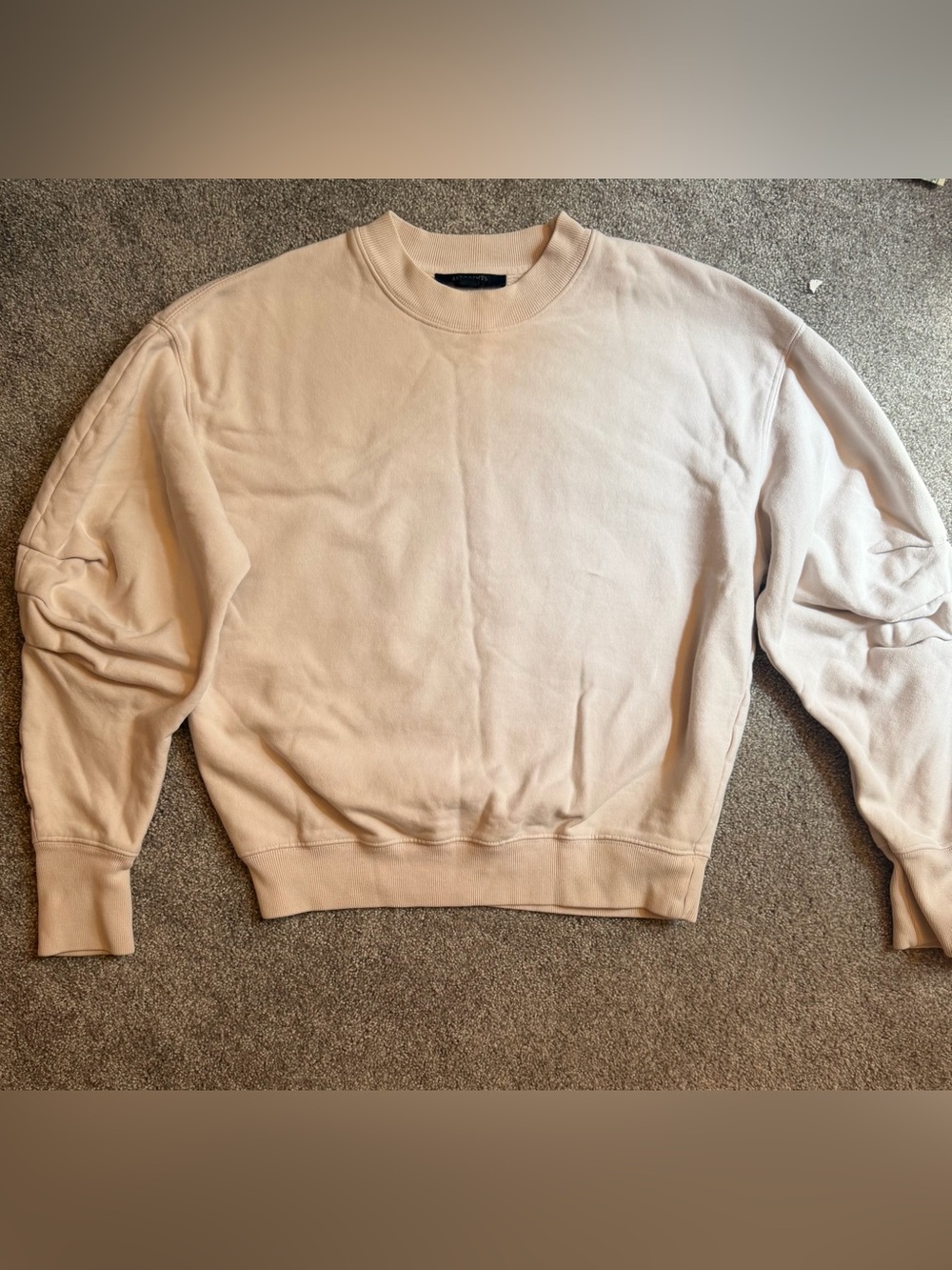 AllSaints Pale Pink Ribbed Crewneck Sweatshirt